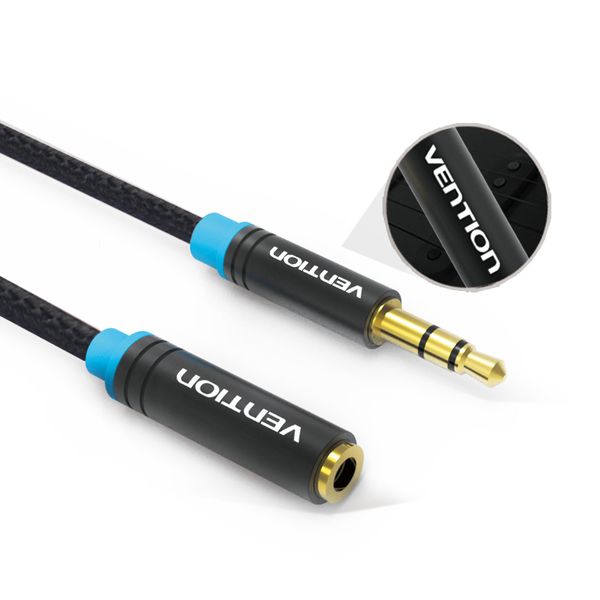 Кабель Vention Audio 3.5 mm M - 3.5 mm F, 2 m, Black (VAB-B06-B200-M)