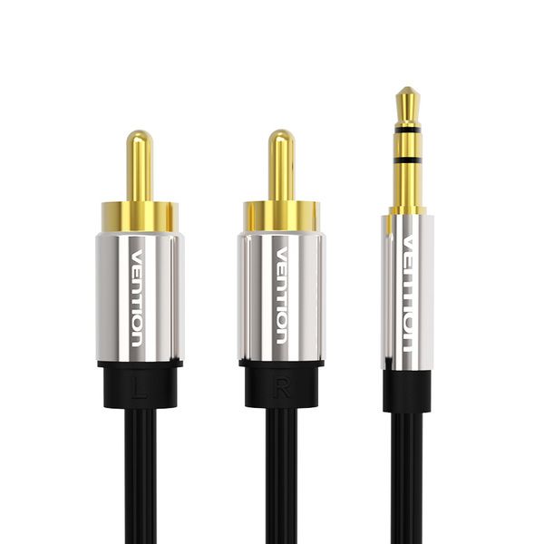 Кабель Vention AUX 3.5 mm M - 2xRCA M, 1.5 m, Black (BCFBG)