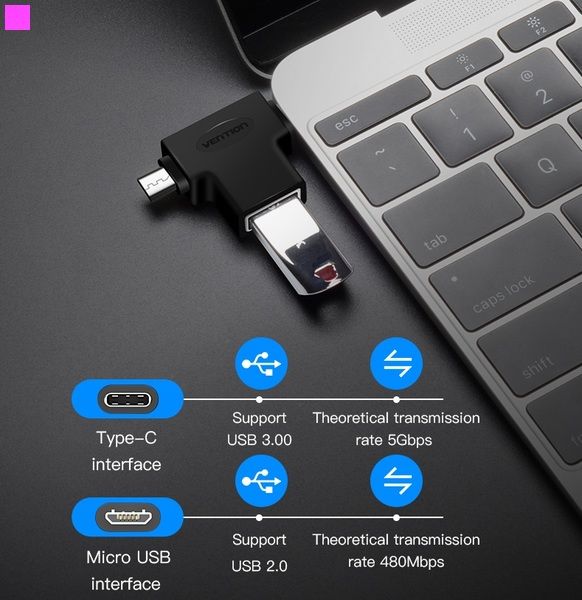 Адаптер Vention USB 3.1 Type-C / USB 3.0 OTG AF / microUSB BM (CDIB0)