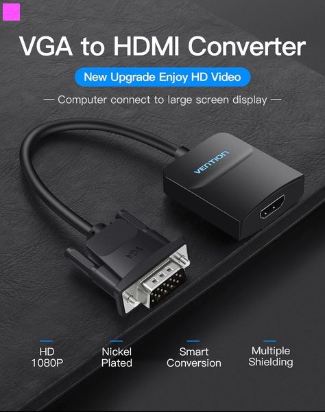 Адаптер Vention VGA-HDMI, 0.2 m, зі звуком і живленням (ACNBB)