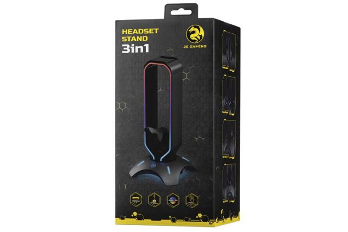 Підставка для гарнітури 3 в 1 2E Gaming Headset Stand RGB USB Black (2E-GST310UB)