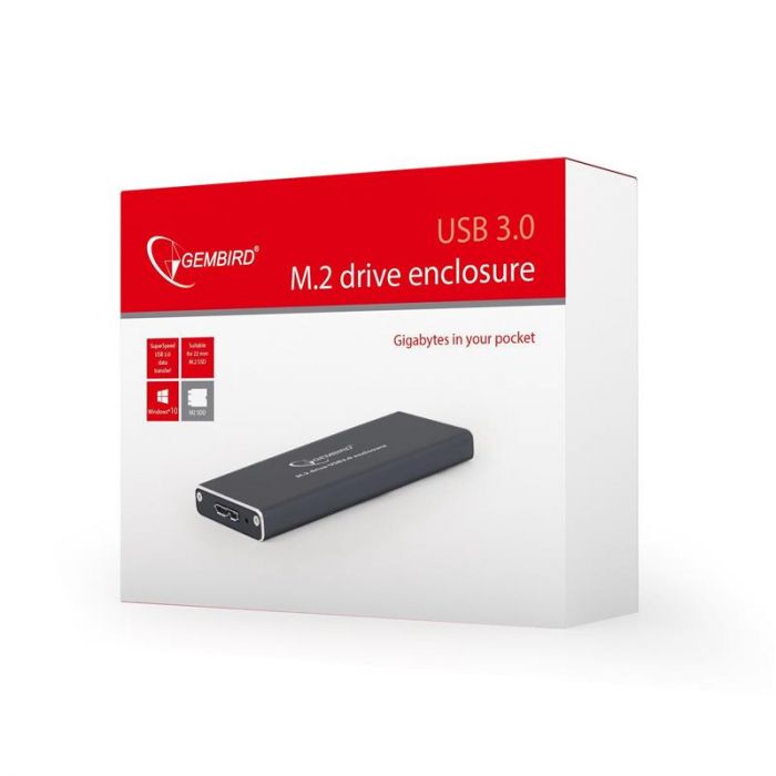 Зовнішня кишеня Gembird для підключення SSD M.2, USB 3.0, алюміній, Black (EE2280-U3C-01)