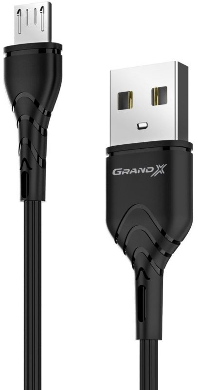 Кабель Grand-X USB-microUSB, Cu, 3A, 1м, Fast Сharge, Black (PM-03B)