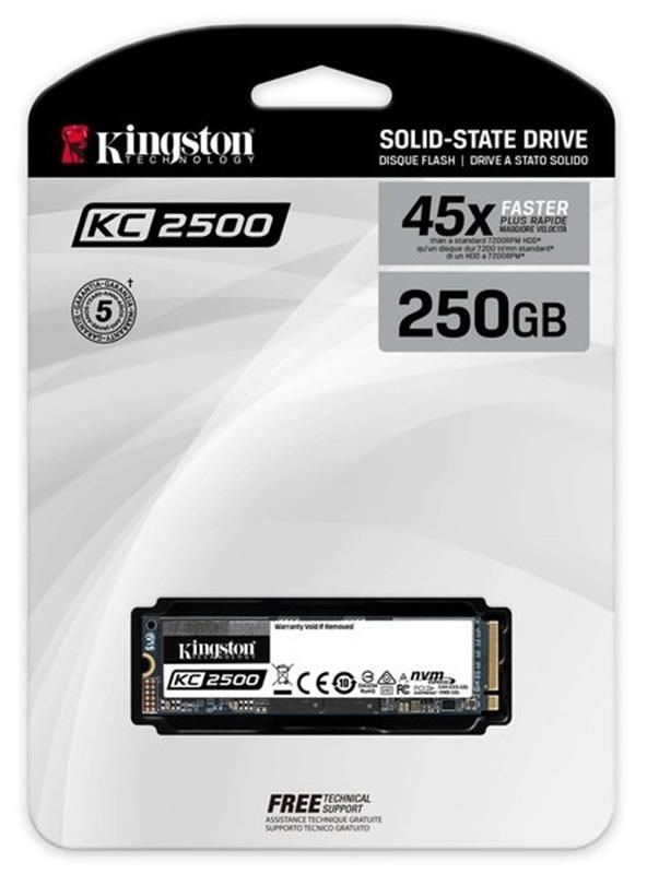 Накопичувач SSD  250GB M.2 NVMe Kingston KC2500 M.2 2280 PCIe 3.0 x4 3D TLC (SKC2500M8/250G)