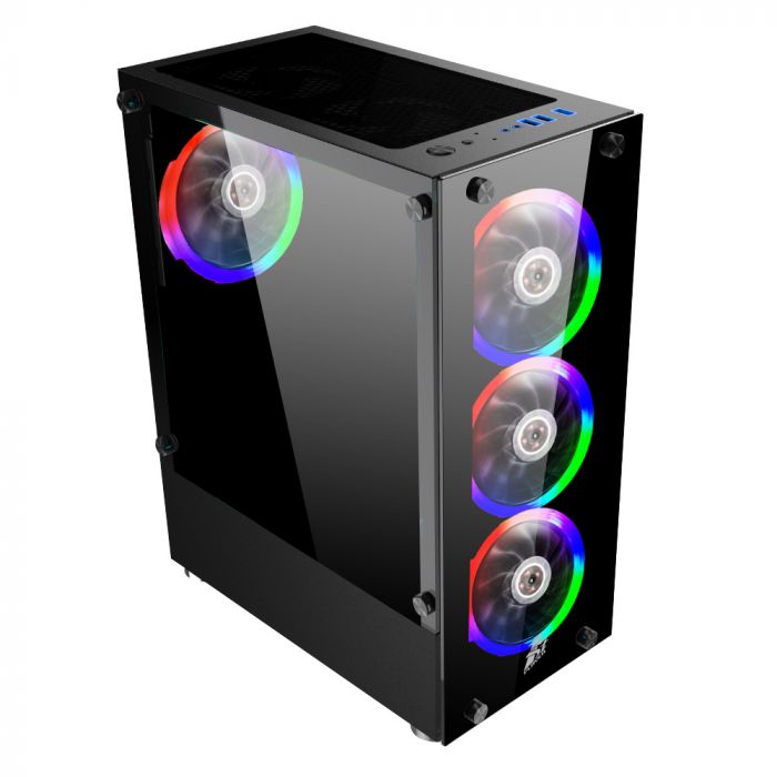 Корпус 1stPlayer Rainbow V2-A-4R1 Color LED Black без БЖ