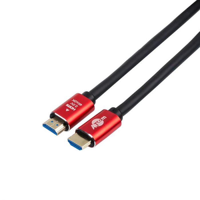 Кабель Atcom HDMI - HDMI ver 2.0, M/M, 4K, 2 м, чорний/червоний (24942) пакет 