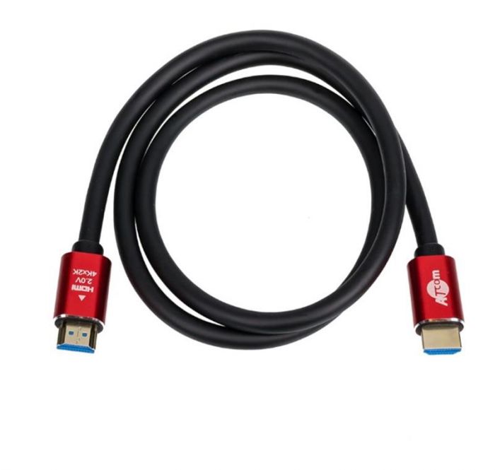 Кабель Atcom (24945) HDMI-HDMI ver 2.0, 4K, 5м Red/Gold, пакет
