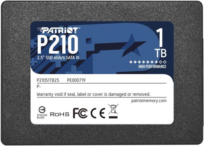 Накопичувач SSD 1TB Patriot P210 2.5" SATAIII TLC (P210S1TB25)