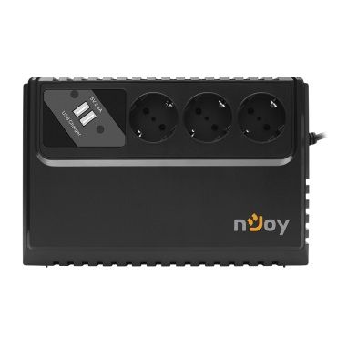 Джерело безперебійного живлення NJOY Renton 650 (UPLI-LI065RE-CG01B) Lin.int., AVR, 3 x евро, USB , пластик