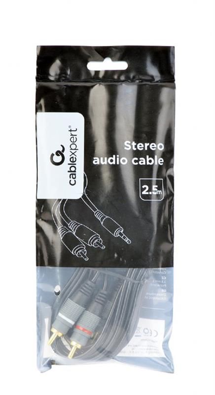 Аудіо-кабель Cablexpert(CCA-352-2.5M), 2хRCA-3.5 мм, 2.5 м, чорний