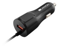 Автомобильний зарядний пристрій Canyon (1USB, 2.4A) Black (CNE-CCA033B) + кабель Lightning