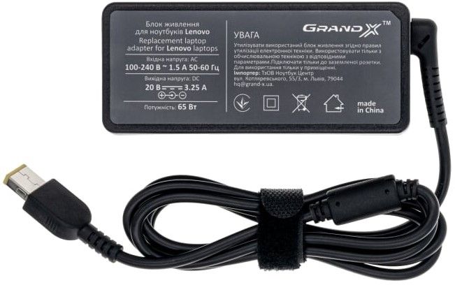 Блок живлення для ноутбука Grand-X 20V 3.25A 65W Square (ACLEL65WQ)