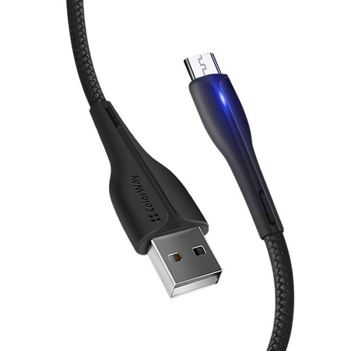 Кабель ColorWay USB - micro USB (M/M), PVC + Led, 2.4 А, 1 м, Black (CW-CBUM034-BK)