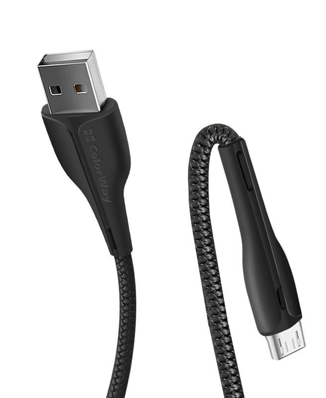 Кабель ColorWay USB-MicroUSB, 2.4А, 1м, PVC + Led, Black (CW-CBUM034-BK)