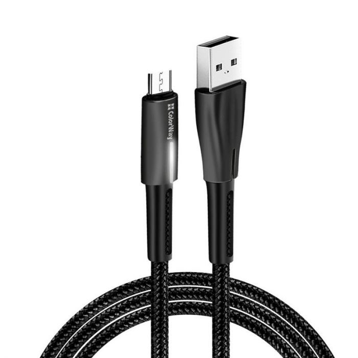 Кабель ColorWay USB-MicroUSB, 2.4А, 1м, Zinc Alloy + Led, Black (CW-CBUM035-BK)