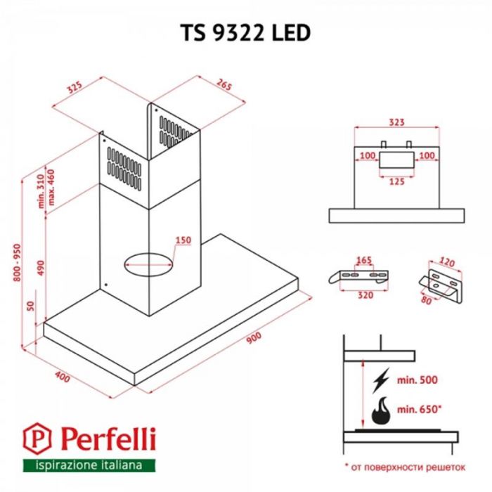 Витяжка Perfelli TS 9322 I/BL LED