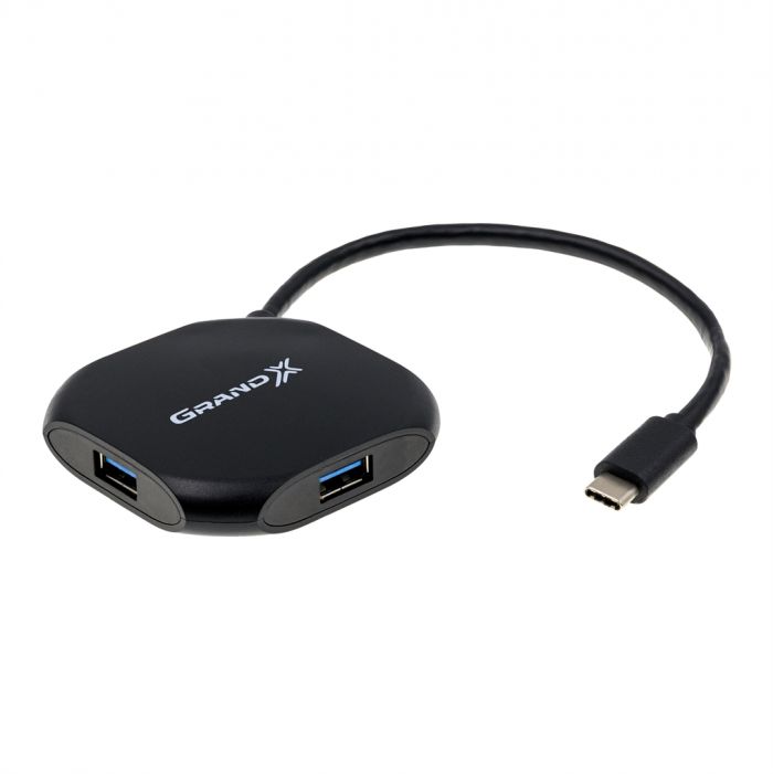 Концентратор Grand-X Travel Type-C 4хUSB3.1 Black (GH-417)