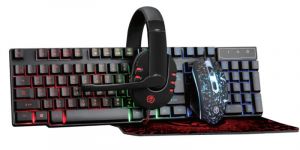 Комплект (клавіатура, мишка) Piko GX200 Black (1283126489808) + гарнітура, килимок