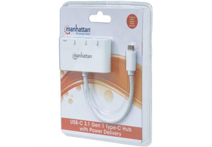 Концентратор USB Type-C Intracom Manhattan White (163552) 3хUSB3.0+1хUSB Type-C