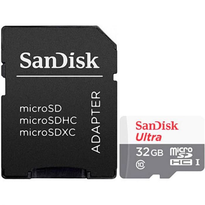Карта пам`яті MicroSDXC 32GB UHS-I Class 10 SanDisk Ultra R100/W10MB/s + SD-адаптер (SDSQUNR-032G-GN3MA)