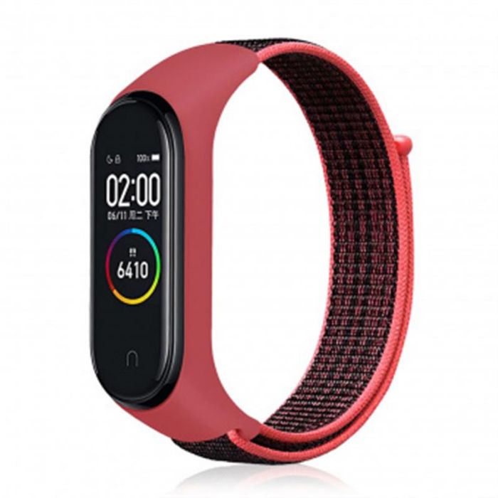 Ремінець BeCover Nylon Style для Xiaomi Mi Smart Band 5/Mi Smart Band 6 Black/Red (705416)