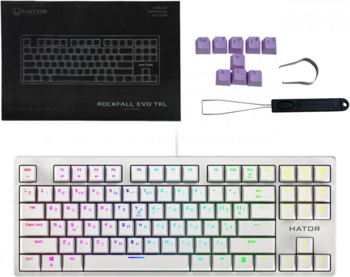 Клавіатура Hator Rockfall Evo TKL Optical Ukr (HTK-631) White USB