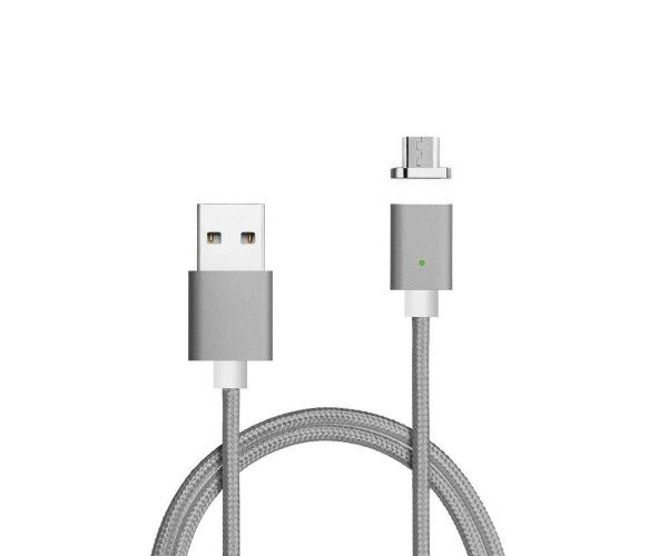 Кабель Voltronic USB-microUSB, магнітний, 1м, Gray (YT-MCFB-M/Gr/15591) блістер