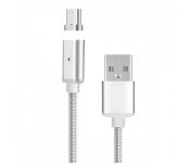 Кабель Voltronic USB-USB Type-C, магнітний, 1м, Silver (YT-MCFB-TC/S/12246) блістер