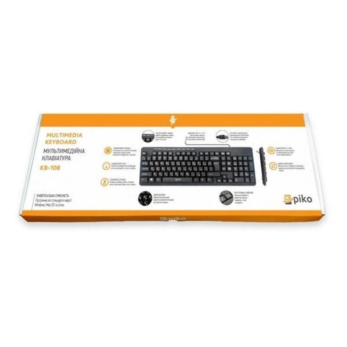 Клавіатура Piko KB-108 Ukr (1283126467103) Black USB