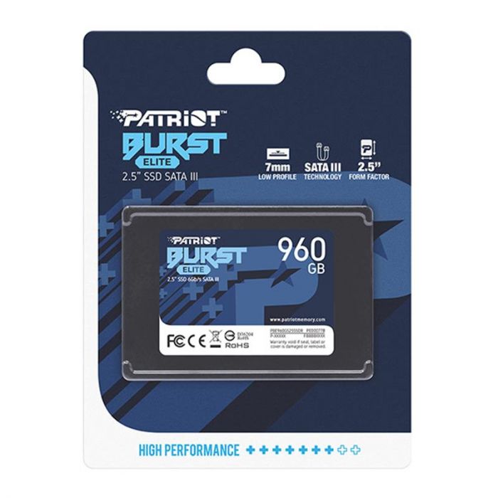 Накопитель SSD  960GB Patriot Burst Elite 2.5" SATAIII TLC (PBE960GS25SSDR)