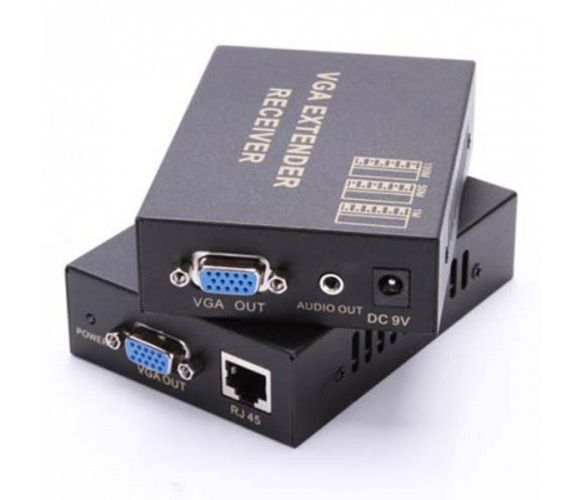 Адаптер Voltronic (YT-AEC VGA-100m/13860) VGA+RJ-45 - VGA+3.5 мм Black