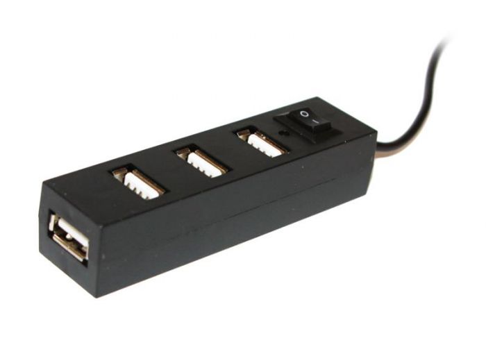 Концентратор USB2.0 Voltronic 4хUSB2.0 Black (YT-HUB4-B/07243), Blister