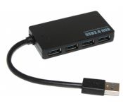 Концентратор USB3.0 Voltronic 4хUSB3.0 Black (YT-3HF4/2TB/08645), Blister