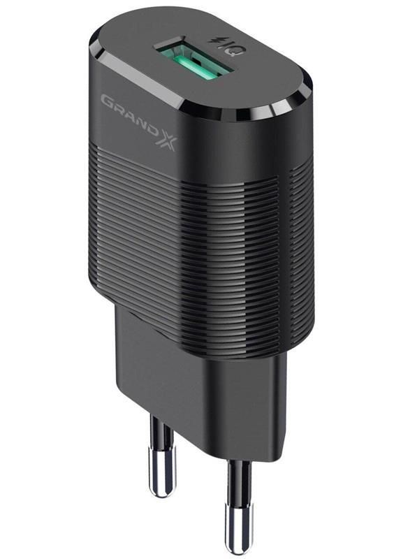 Мережевий зарядний пристрій Grand-X (1xUSB 2.1А) Black (CH-17U) + кабель micro-USB