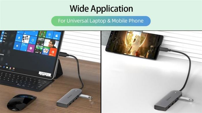 USB-хаб REAL-EL CQ-415 USB Type-C 4-в-1