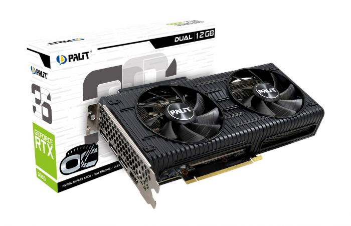 Відеокарта GF RTX 3060 12GB GDDR6 Dual OC Palit (NE63060T19K9-190AD) (LHR)