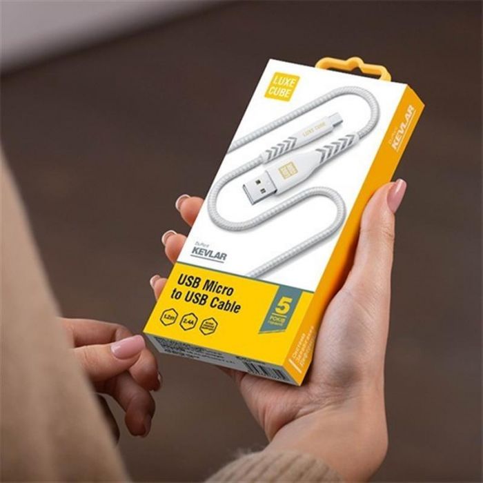 Кабель Luxe Cube Kevlar USB-microUSB, 1.2м, білий (8886668686266) 