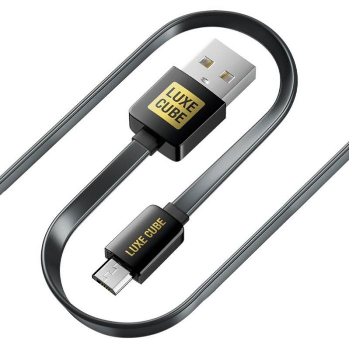 Кабель Luxe Cube Flat USB - micro USB (M/M), 1 м, чорний (2231252966013)