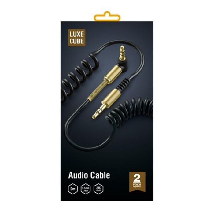 Аудіо-кабель Luxe Cube AUX Spring 2м, витий, чорний (8886699944687)
