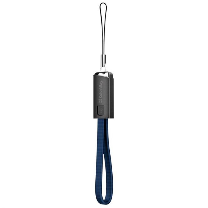 Кабель ColorWay USB-microUSB, 2.4А, 0.22м, Blue (CW-CBUM022-BL)