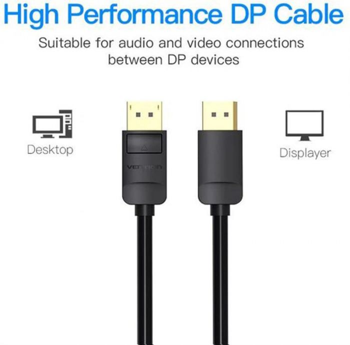 Кабель Vention DisplayPort-DisplayPort, 1 m, v1.2, Black (HACBF)