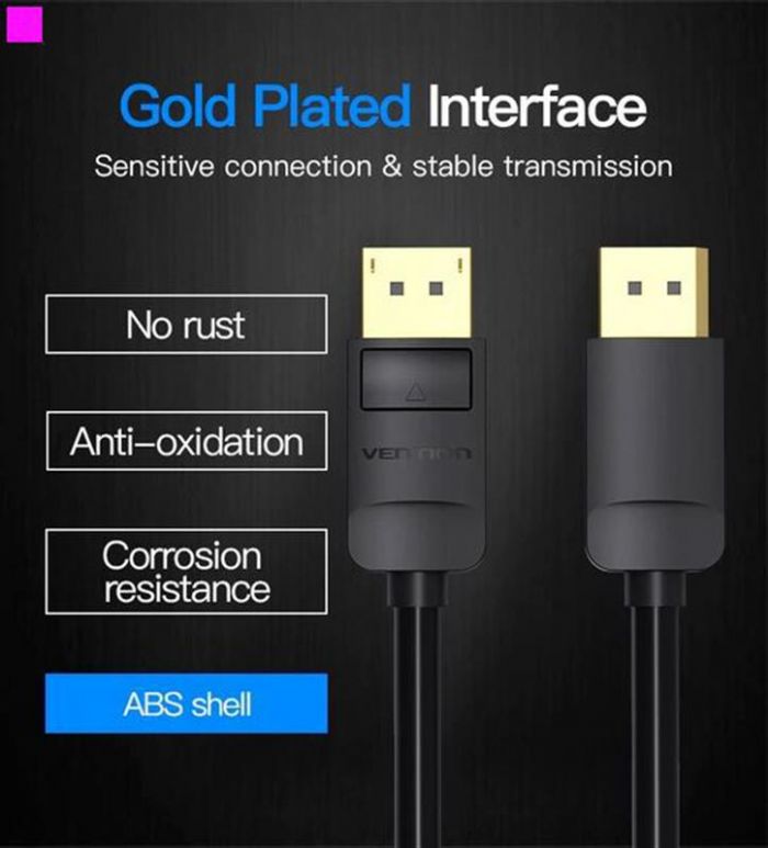 Кабель Vention DisplayPort-DisplayPort, 1 m, v1.2, Black (HACBF)