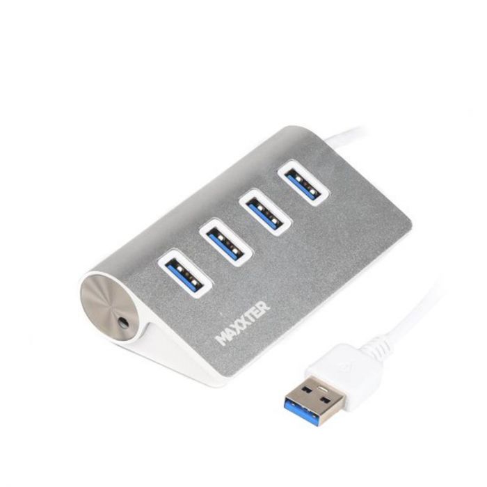 Концентратор USB 3.0 Maxxter 4хUSB3.0 Silver (HU3A-4P-01) 