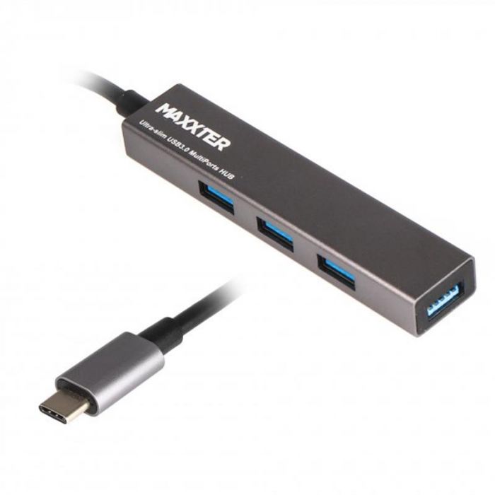 Концентратор USB Type-C Maxxter 4хUSB3.0 Dark Grey (HU3C-4P-02)