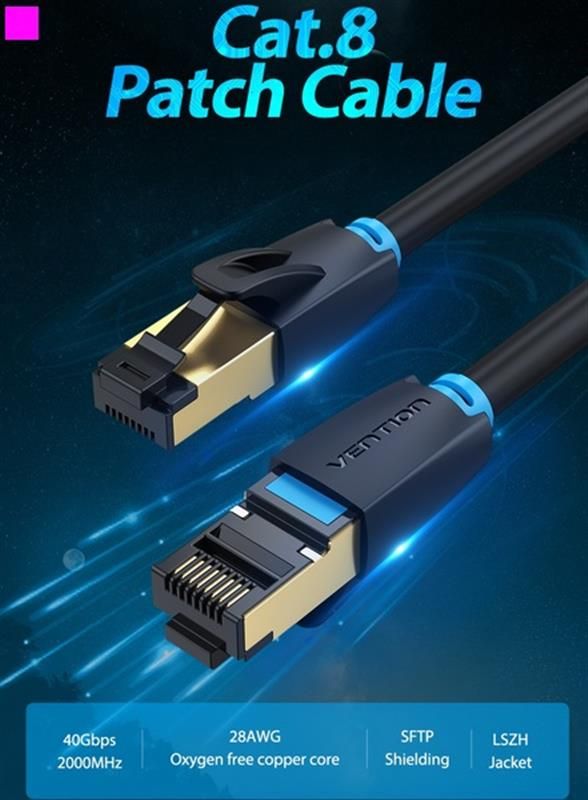 Патч-корд Vention CAT 8 SFTP Ethernet, 1.5 m, Black (IKABG)