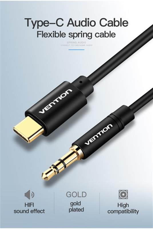 Перехідник Vention 3.5 мм - USB Type-C (M/M), 1 м, Black (BGABF)
