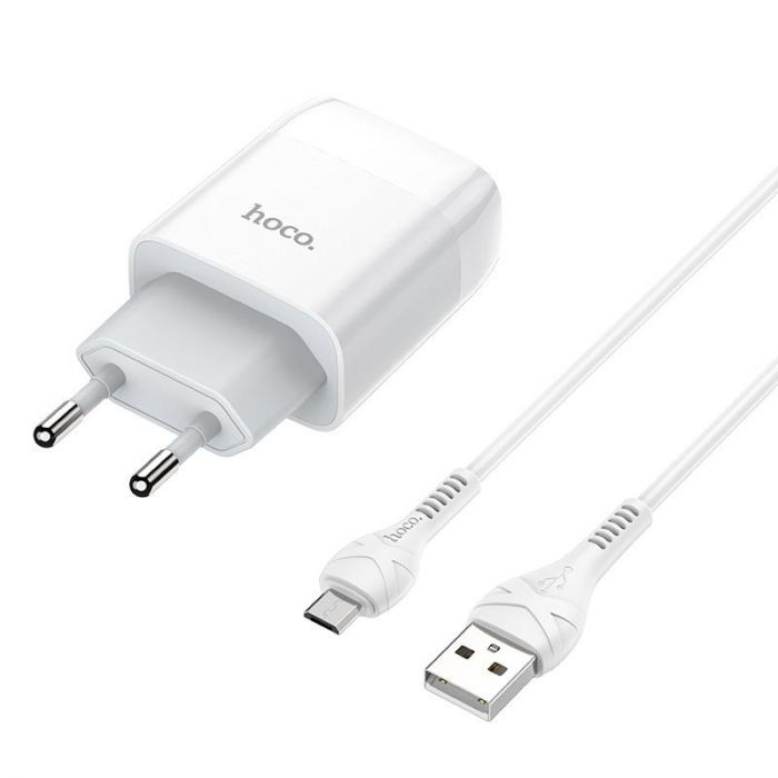 Зарядний пристрій Hoco C72A Glorious (1USB, 2.1А) White (6931474713001) + кабель MicroUSB