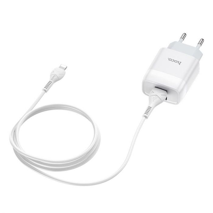 Зарядний пристрій Hoco C73A Glorious (2USB, 2.4А) White (6931474713056) + кабель Lightning