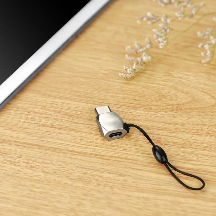 Адаптер Hoco UA8 MicroUSB-USB Type-C Silver (6957531070269)