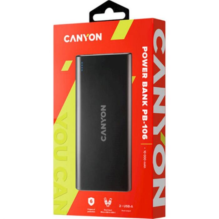 Універсальна мобільна батарея Canyon 10000mAh Black (CNE-CPB1006B)